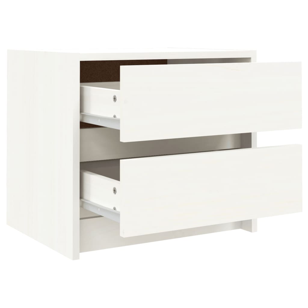 Nattbord 2 stk hvit 40x31x35,5 cm heltre furu