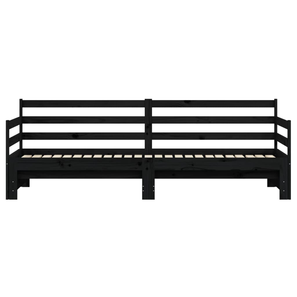 Uttrekkbar dagseng svart 90x200 cm heltre furu