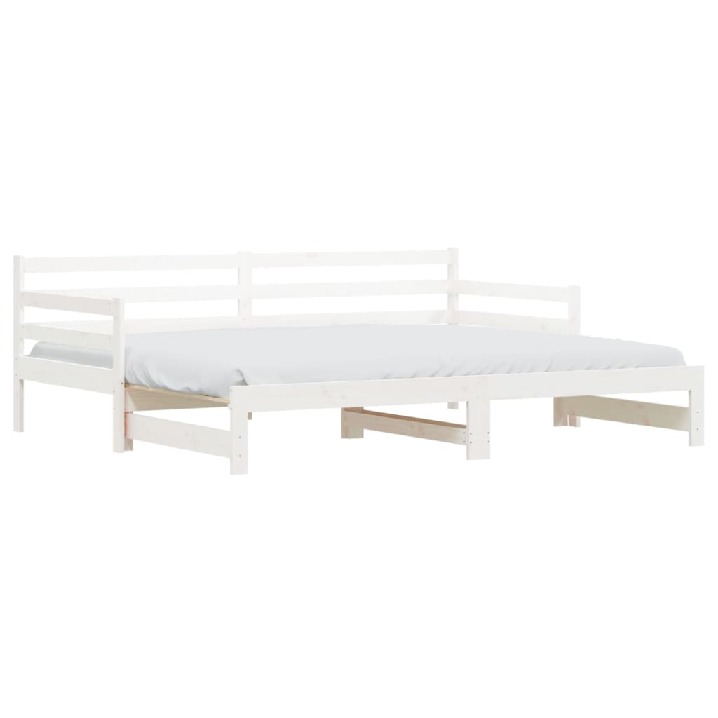 Uttrekkbar dagseng hvit 90x190 cm heltre furu