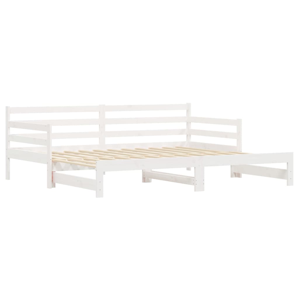 Uttrekkbar dagseng hvit 90x190 cm heltre furu