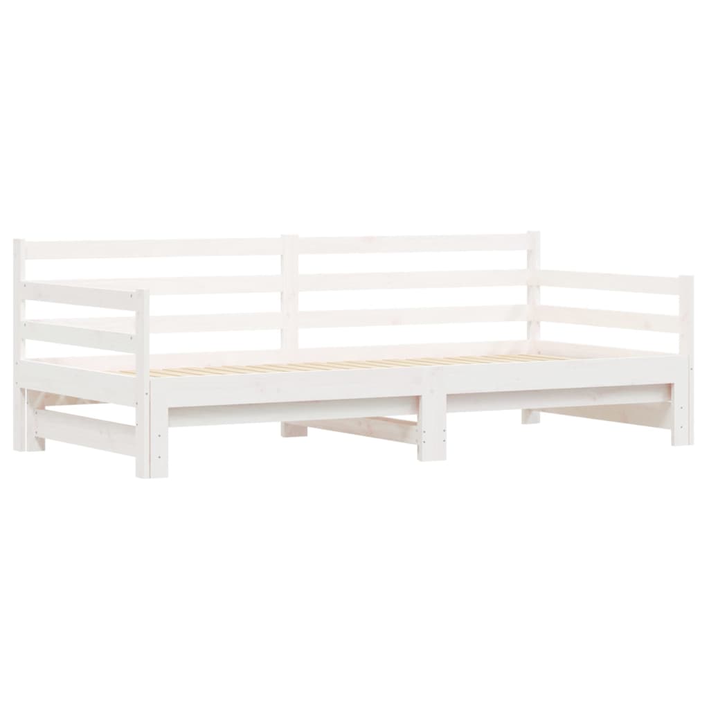 Uttrekkbar dagseng hvit 90x190 cm heltre furu