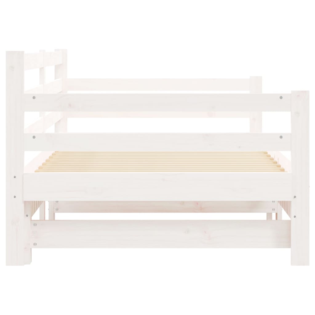 Uttrekkbar dagseng hvit 90x190 cm heltre furu