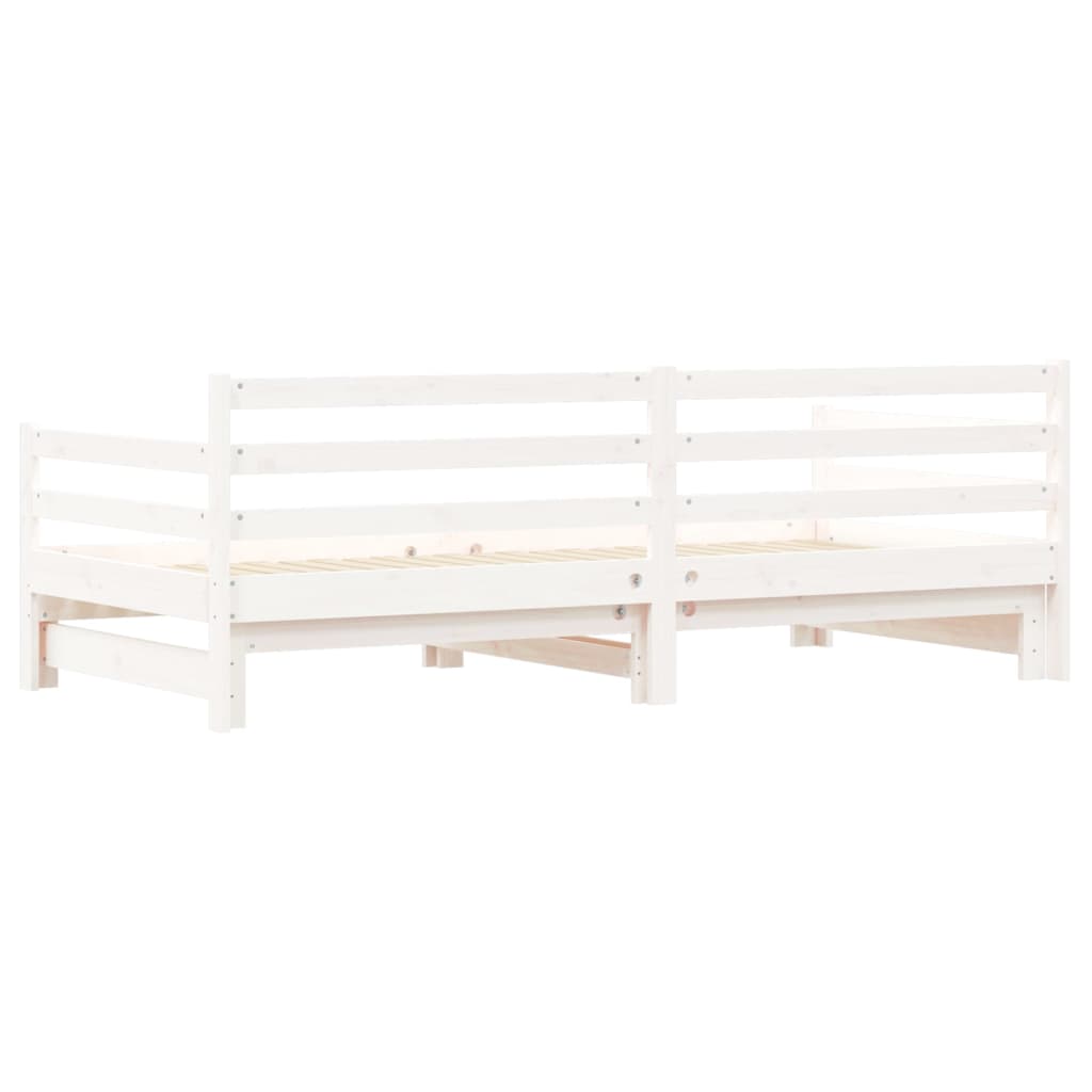 Uttrekkbar dagseng hvit 90x190 cm heltre furu