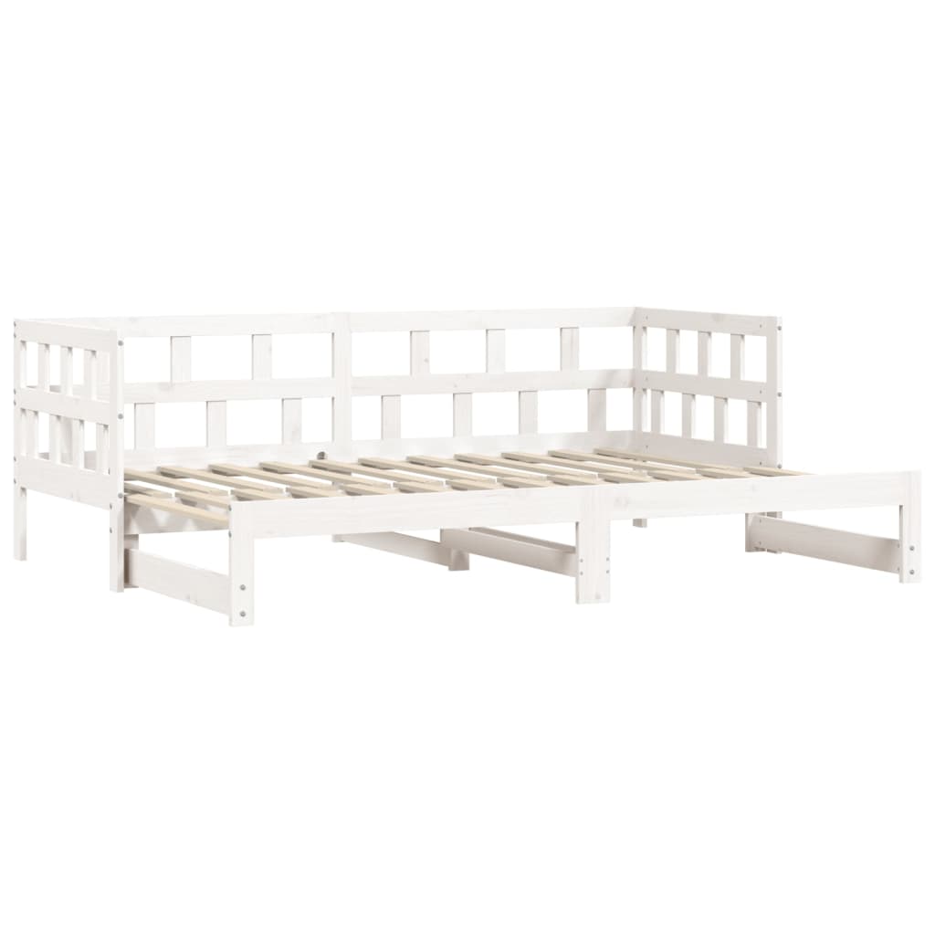 Uttrekkbar dagseng hvit 90x190 cm heltre furu