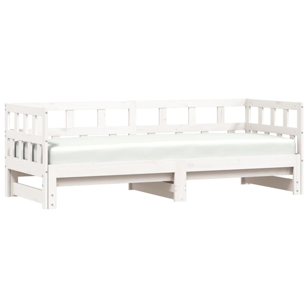 Uttrekkbar dagseng hvit 90x190 cm heltre furu