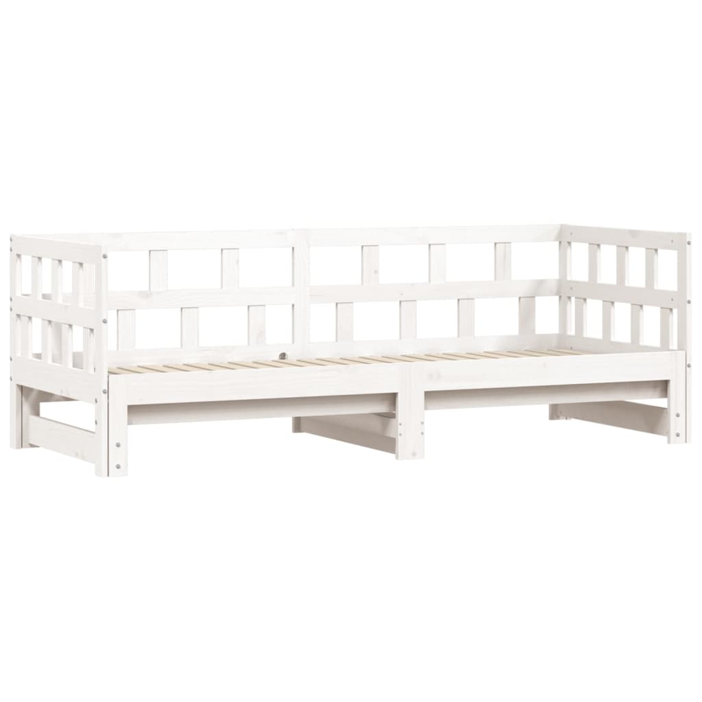 Uttrekkbar dagseng hvit 90x190 cm heltre furu