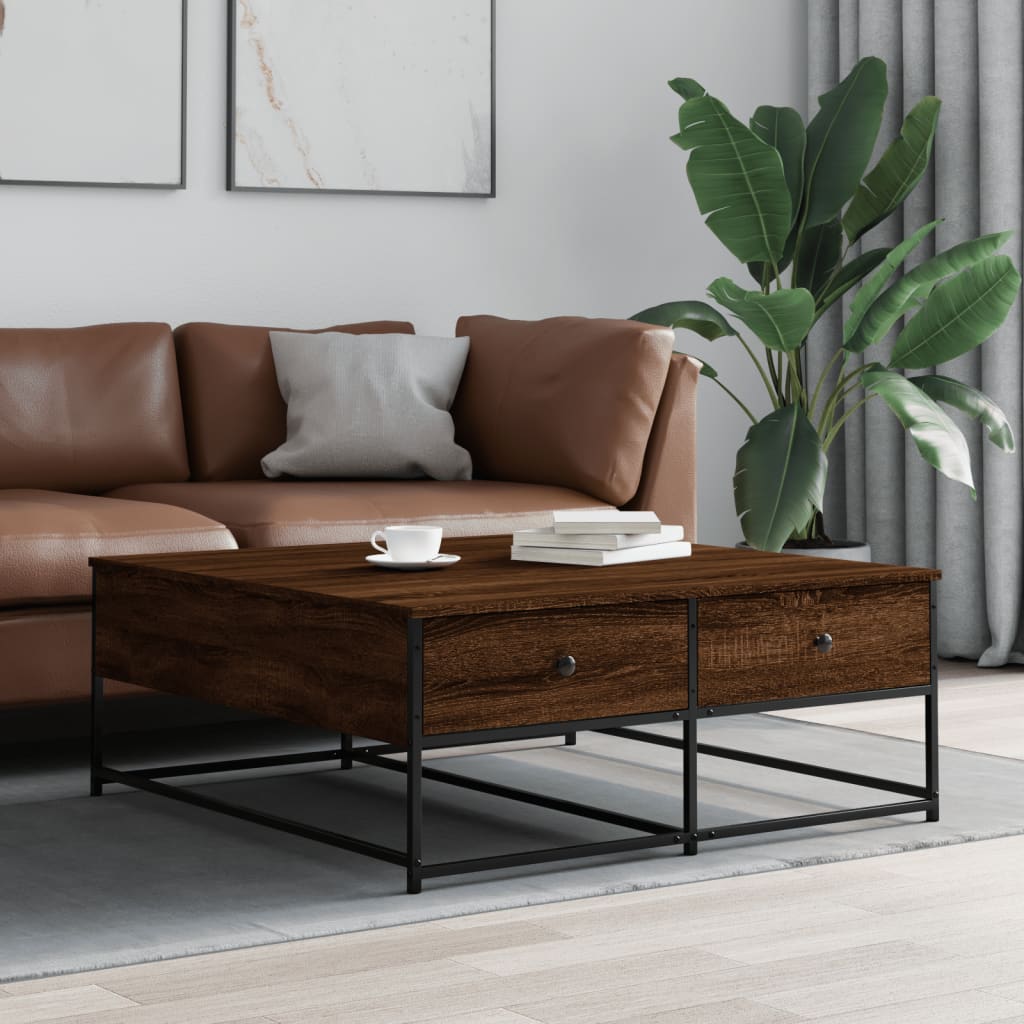 Salongbord brun eik 100x99x40 cm konstruert tre
