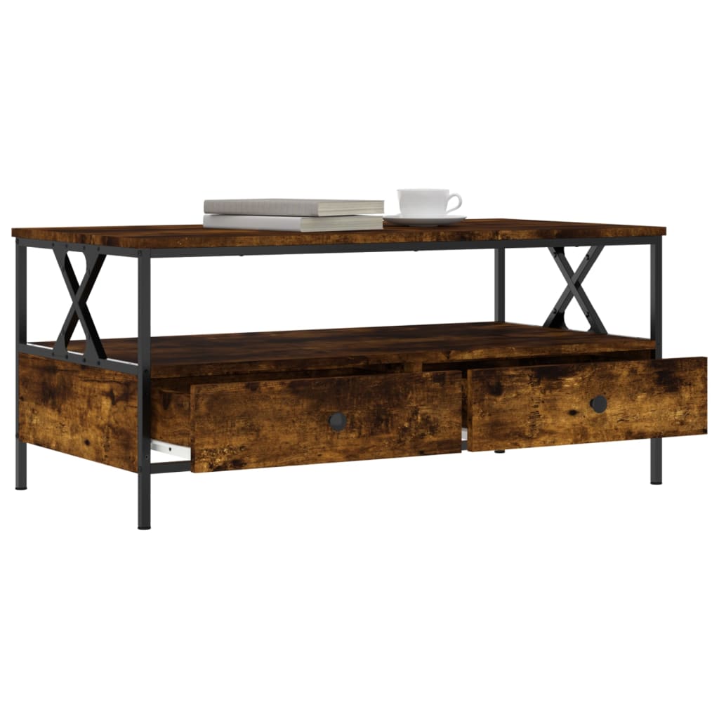 Salongbord røkt eik 100x51x45 cm konstruert tre