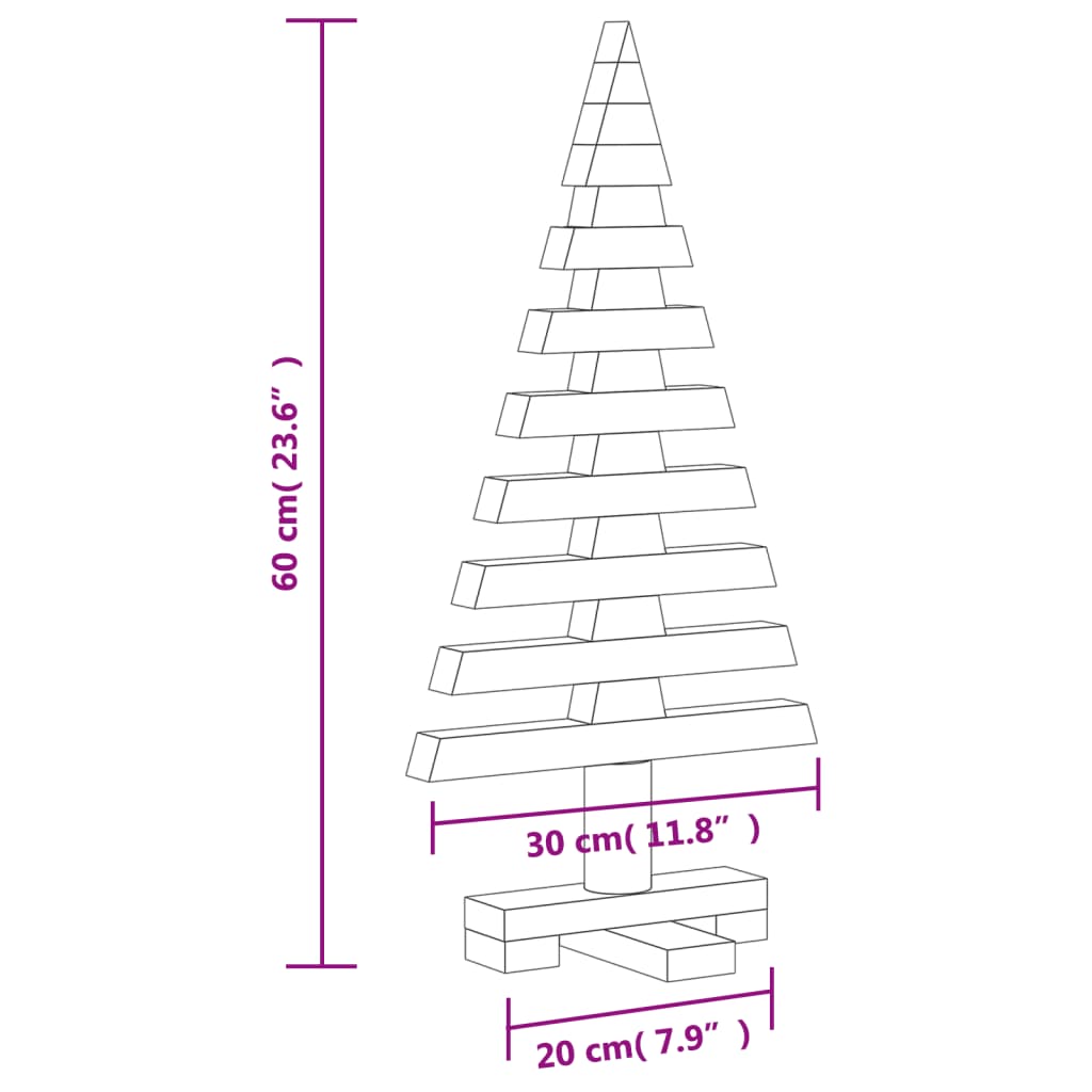 Juletre av tre til pynt 60 cm heltre furu