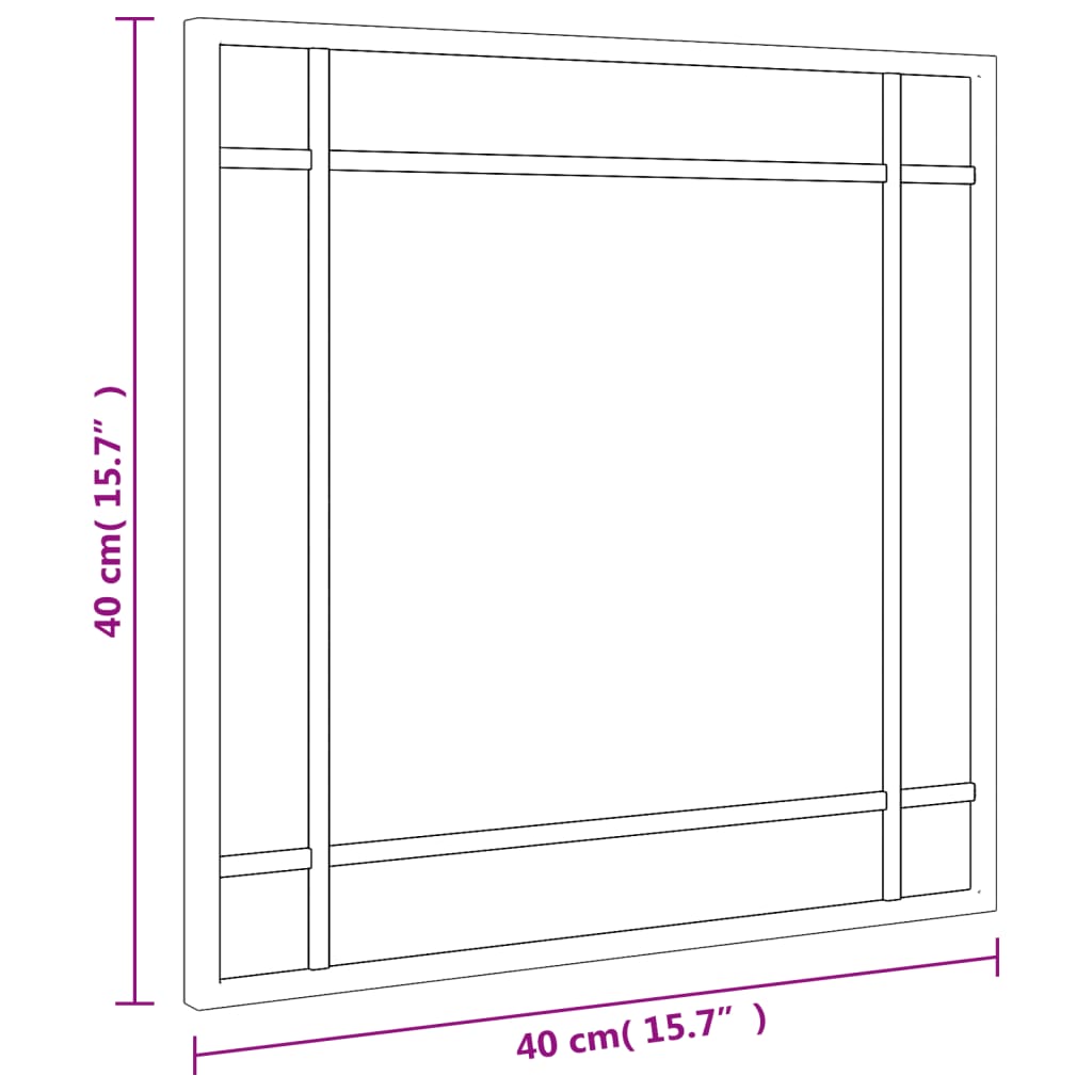 Veggspeil svart 40x40 cm rektangel jern