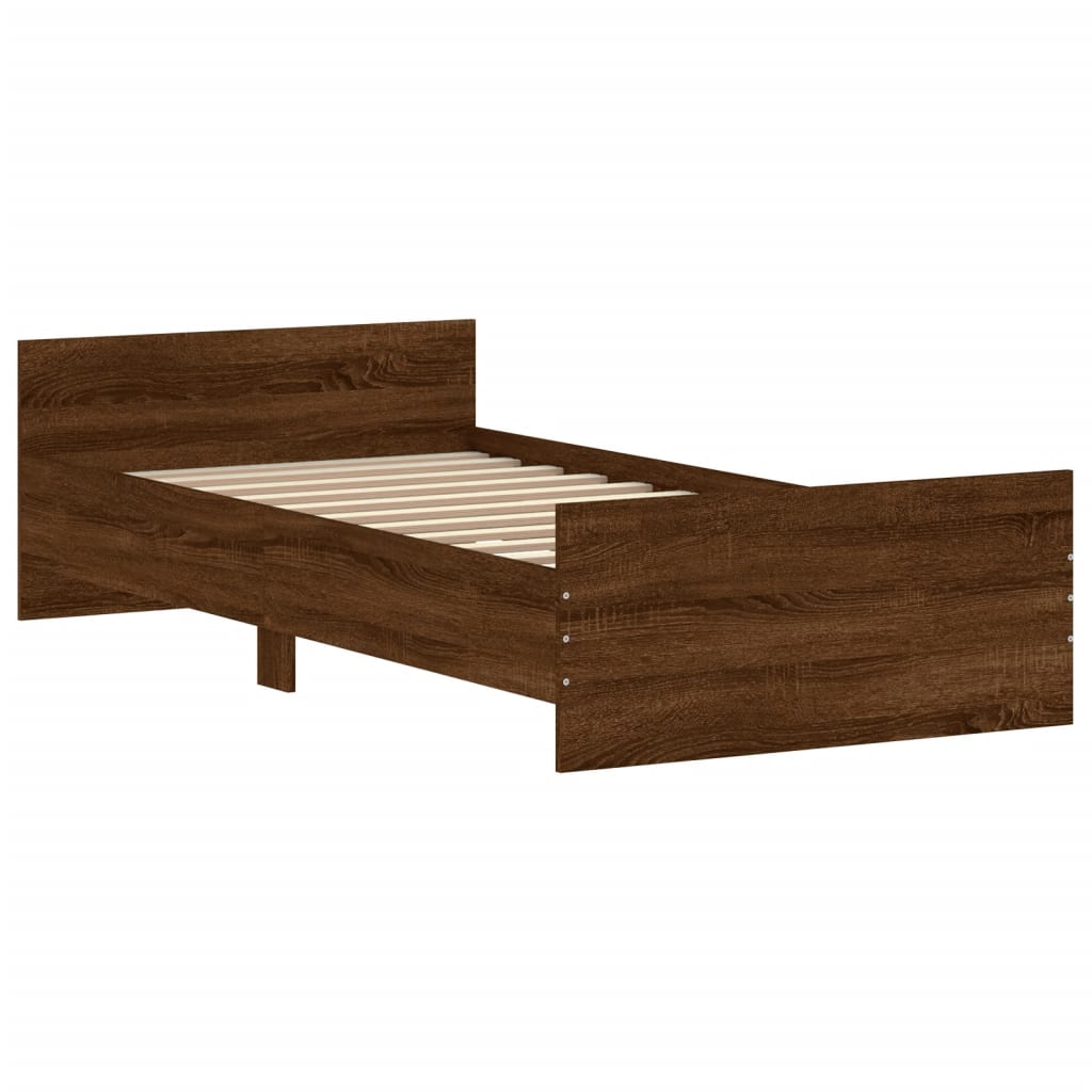 Sengeramme uten madrass brun eik 100x200 cm konstruert tre
