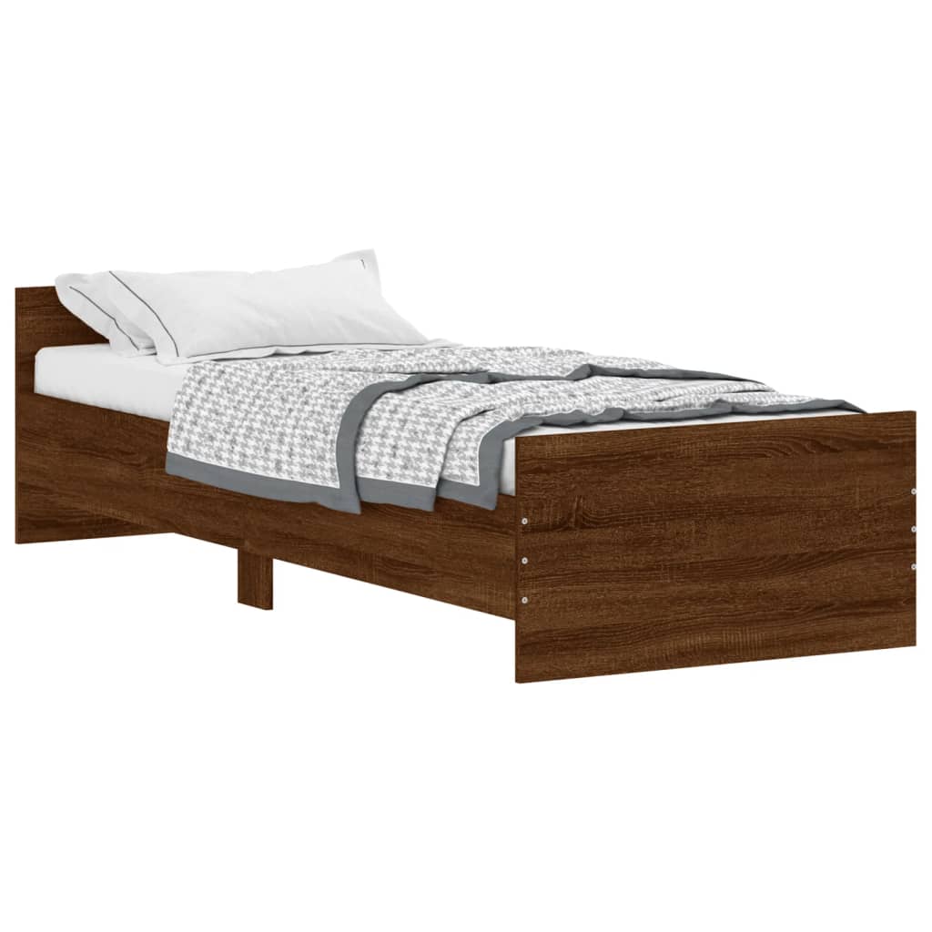 Sengeramme uten madrass brun eik 75x190 cm konstruert tre