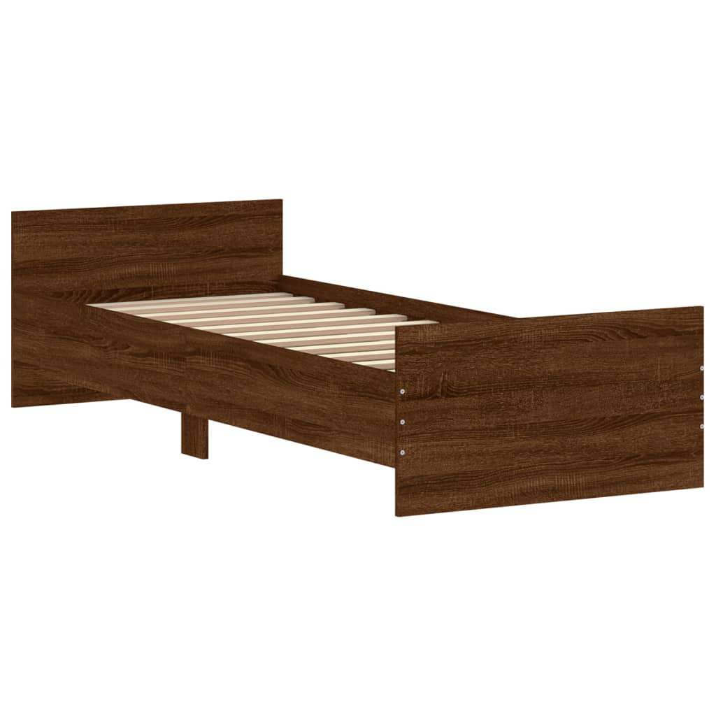 Sengeramme uten madrass brun eik 75x190 cm konstruert tre