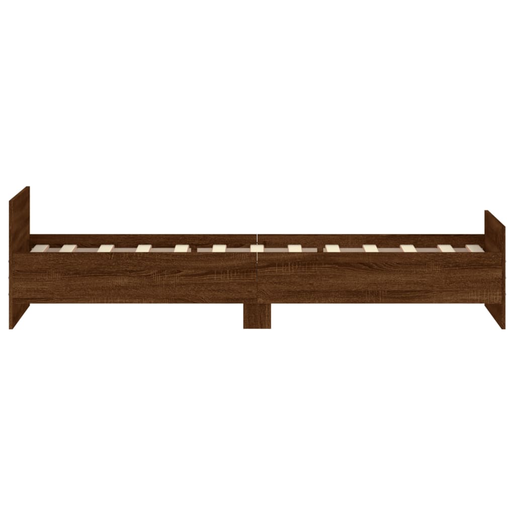 Sengeramme uten madrass brun eik 75x190 cm konstruert tre