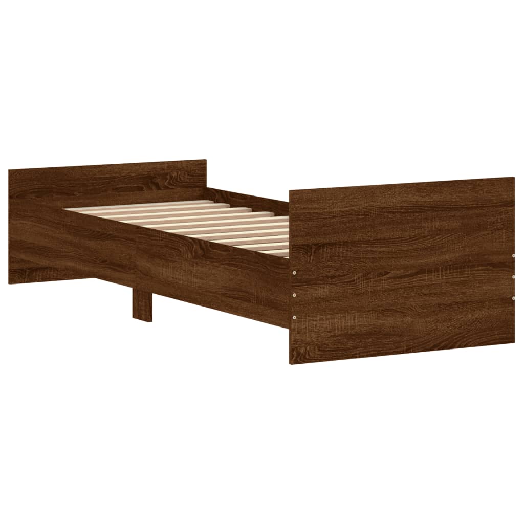 Sengeramme uten madrass brun eik 75x190 cm konstruert tre
