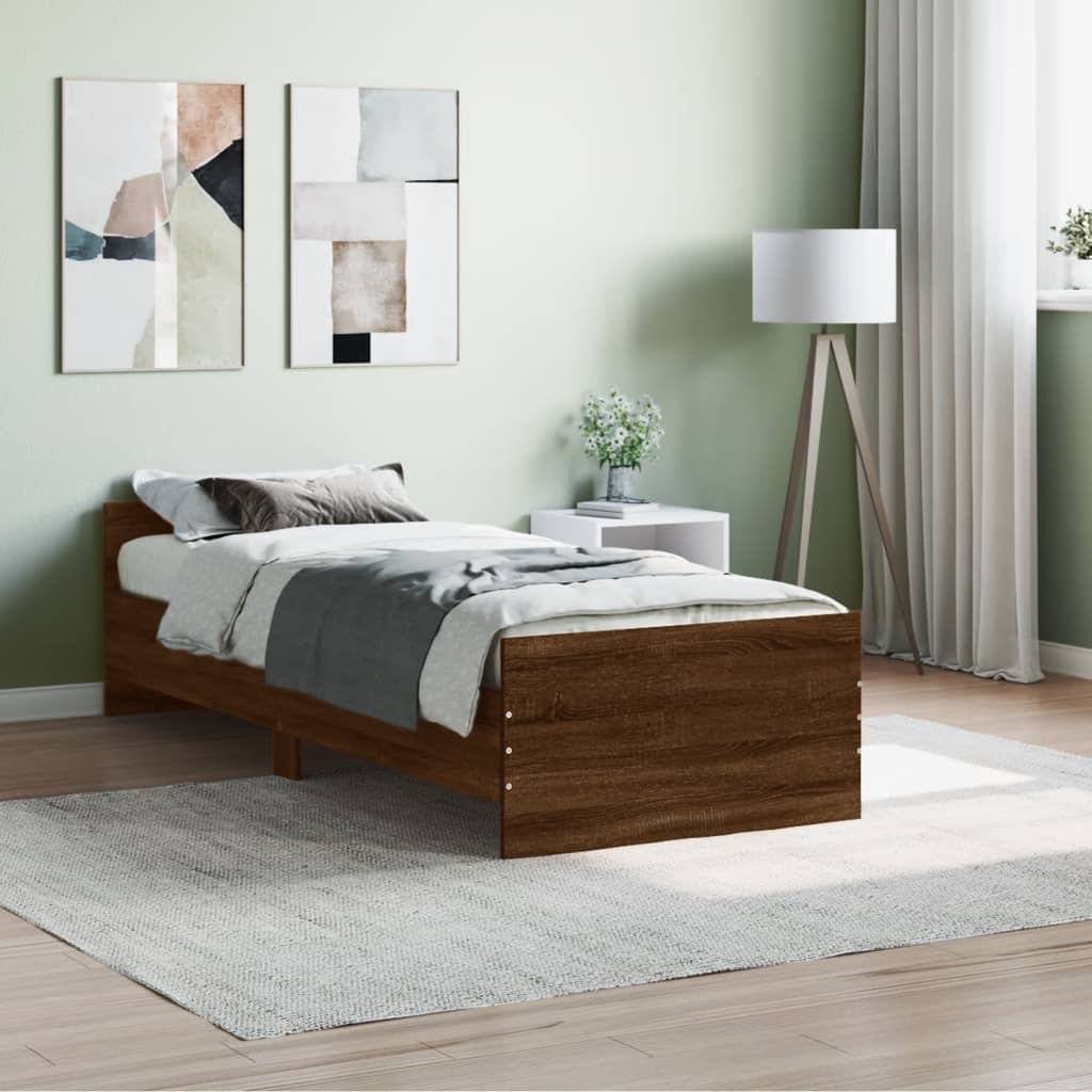 Sengeramme uten madrass brun eik 75x190 cm konstruert tre
