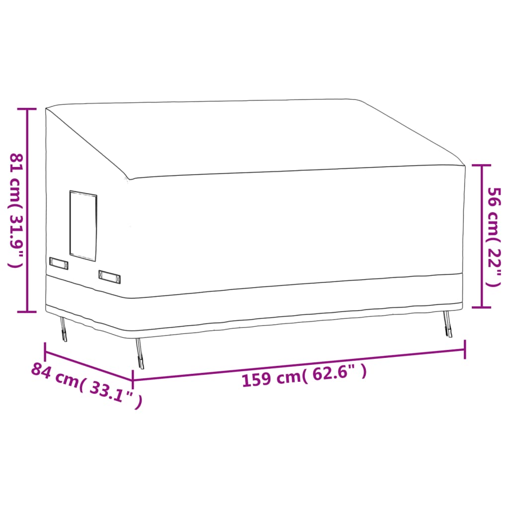 3-seters benktrekk svart 159x84x56/81 cm 600D oxford