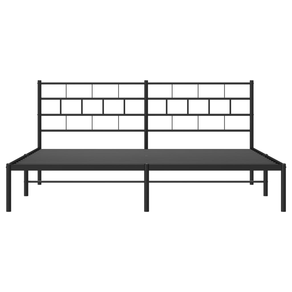 Sengeramme i metall med sengegavl svart 183x213 cm