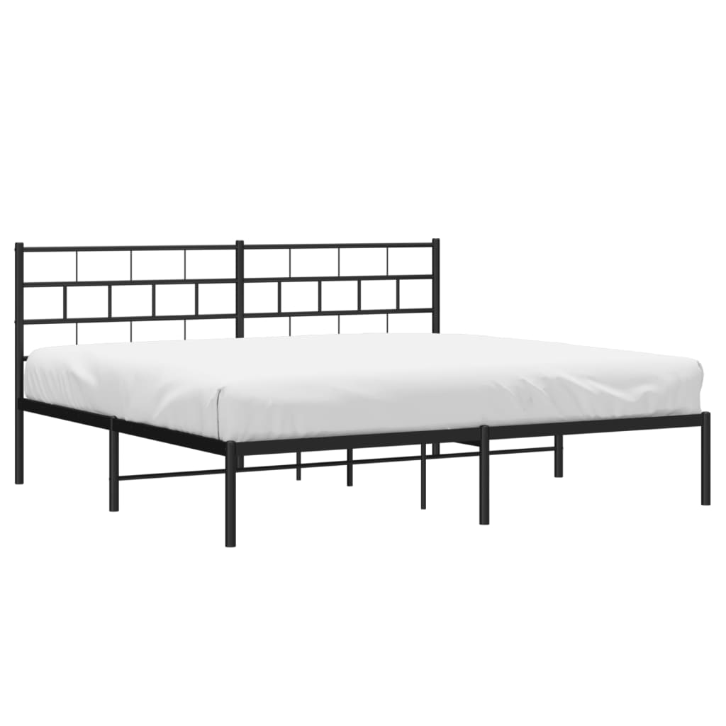 Sengeramme i metall med sengegavl svart 193x203 cm