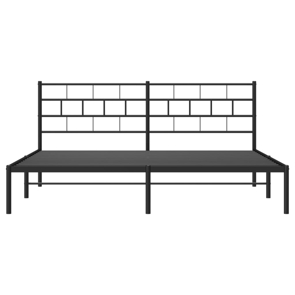 Sengeramme i metall med sengegavl svart 193x203 cm