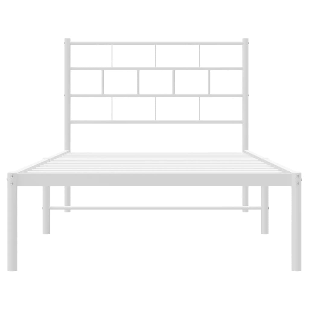 Sengeramme i metall med hodegavl hvit 100x190 cm