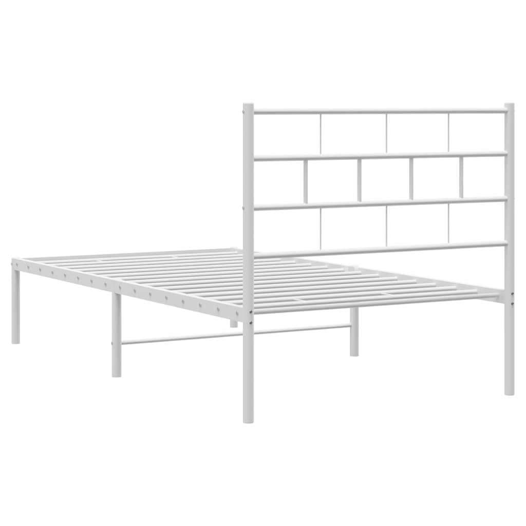 Sengeramme i metall med hodegavl hvit 107x203 cm