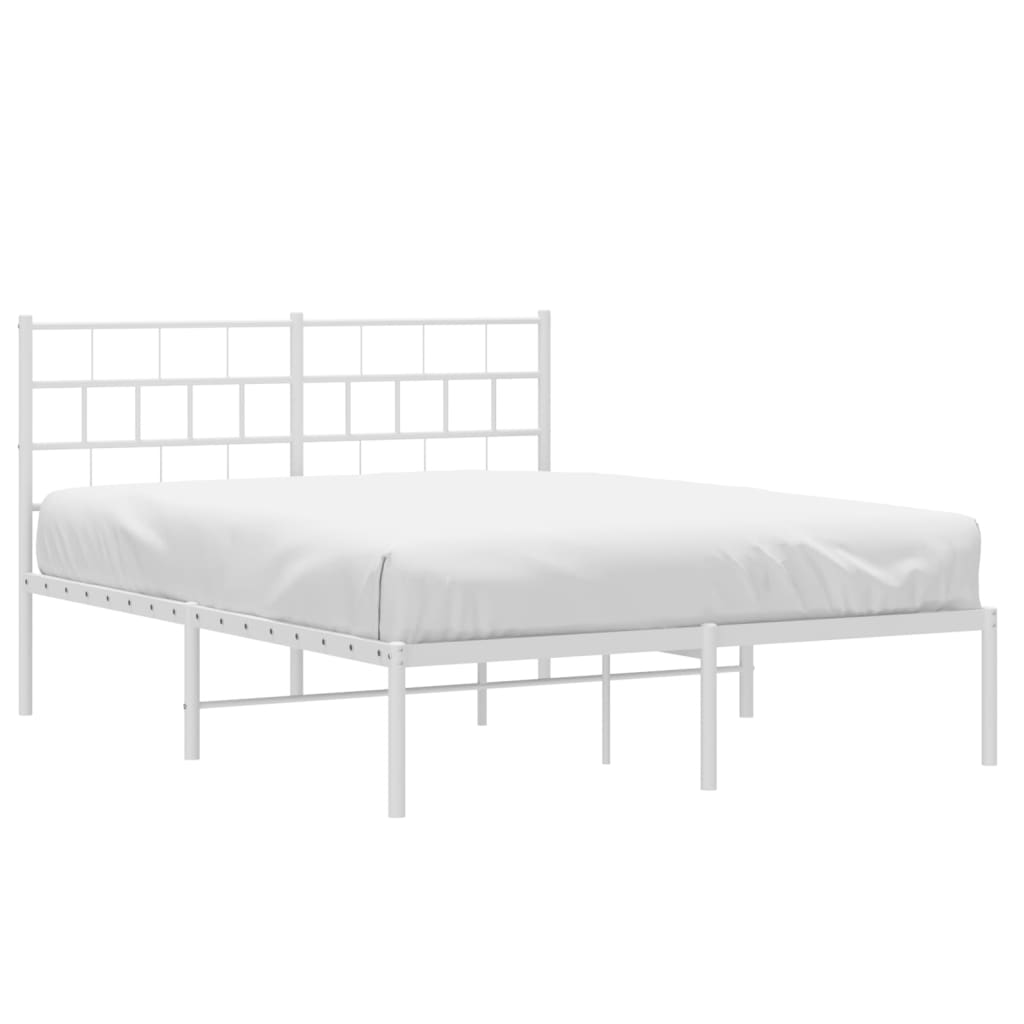Sengeramme i metall med hodegavl hvit 120x190 cm