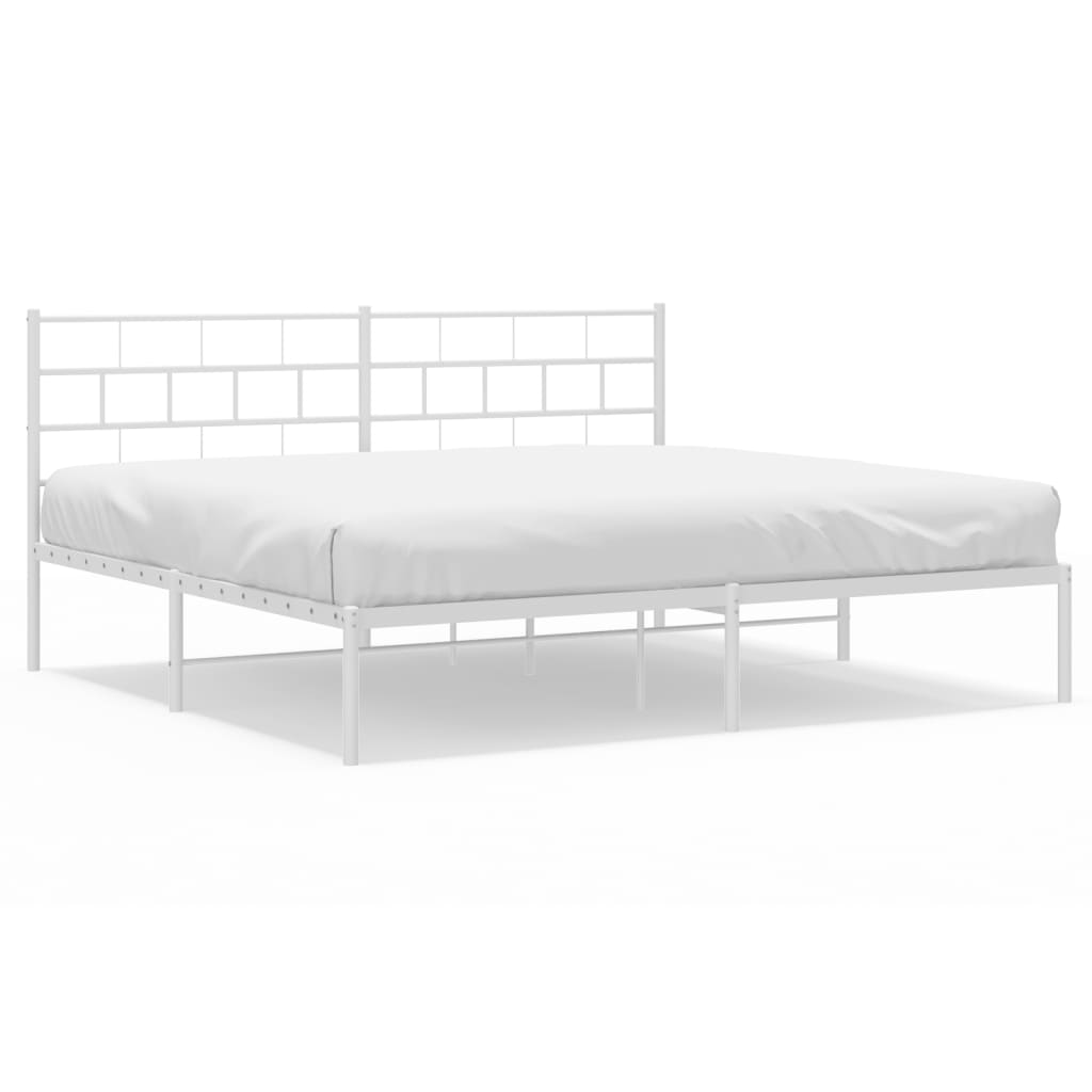 Sengeramme i metall med hodegavl hvit 183x213 cm