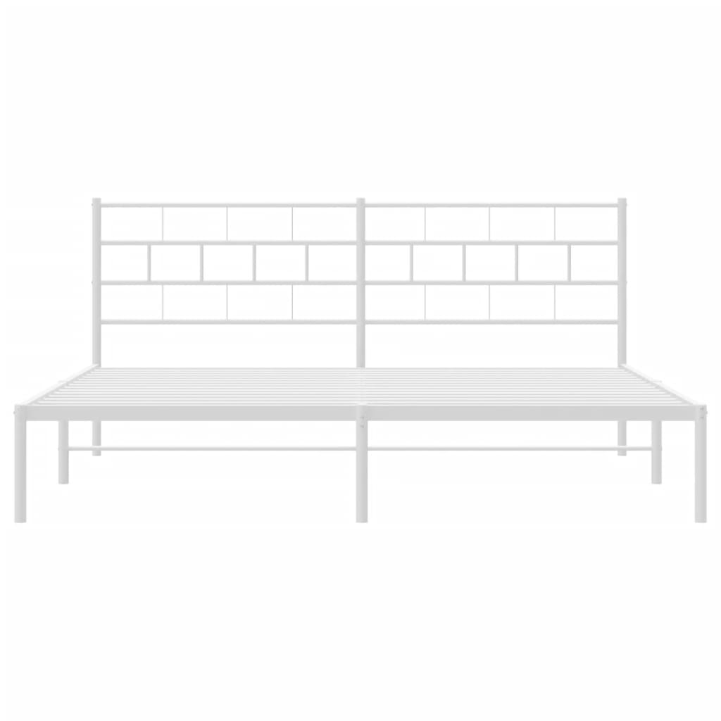 Sengeramme i metall med hodegavl hvit 183x213 cm