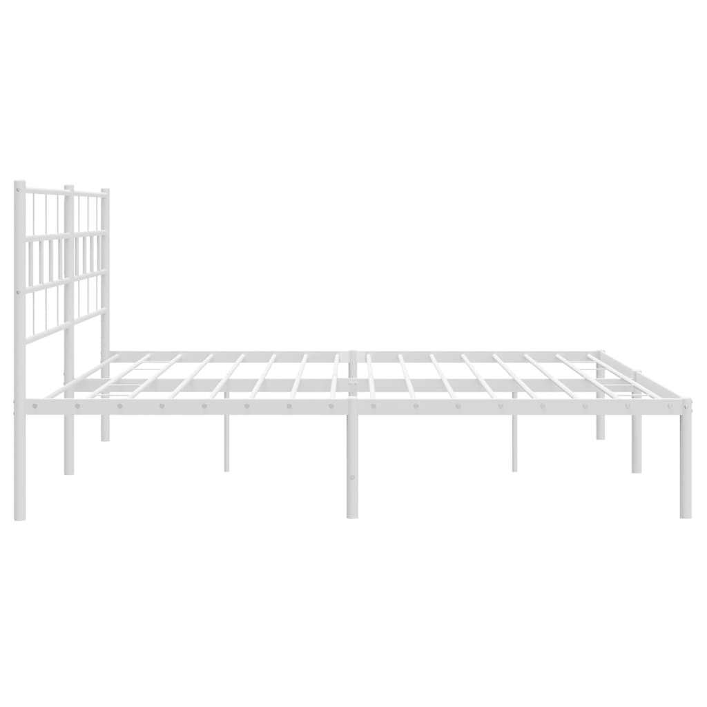 Sengeramme i metall med hodegavl hvit 183x213 cm