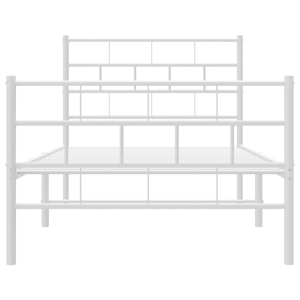 Sengeramme i metall med hode- og fotgavl hvit 107x203 cm