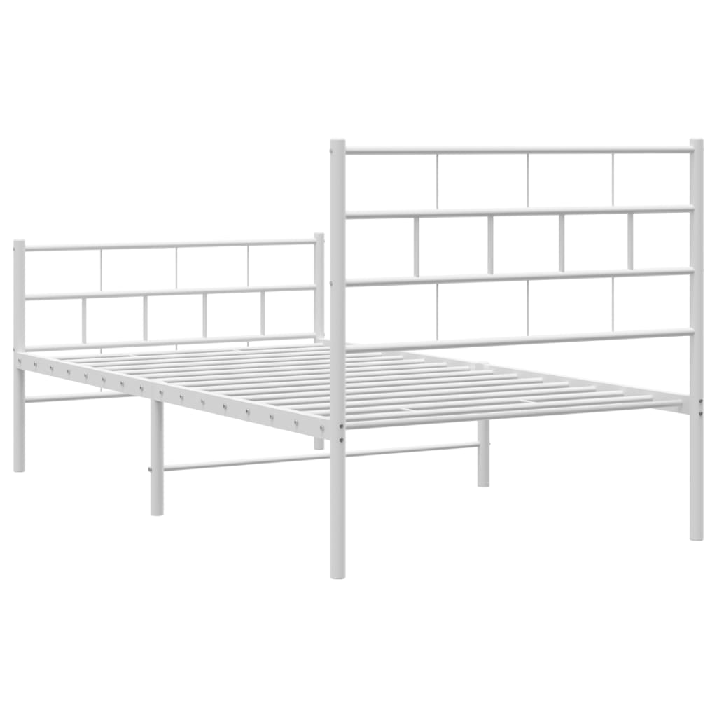 Sengeramme i metall med hode- og fotgavl hvit 107x203 cm