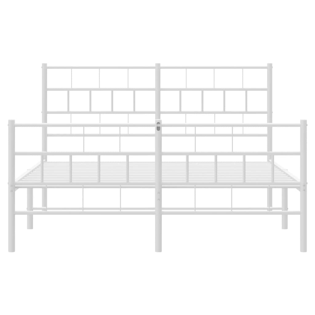 Sengeramme i metall med hode- og fotgavl hvit 120x190 cm