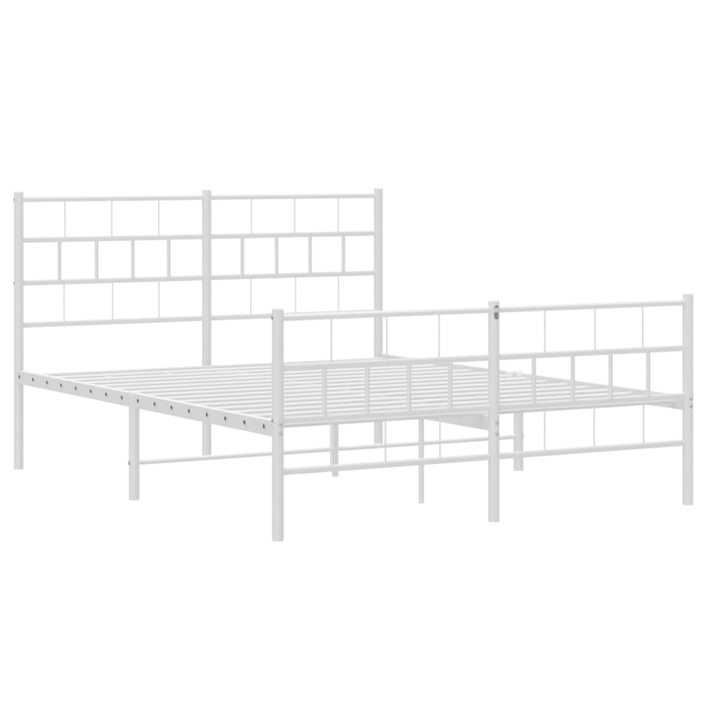 Sengeramme i metall med hode- og fotgavl hvit 120x200 cm