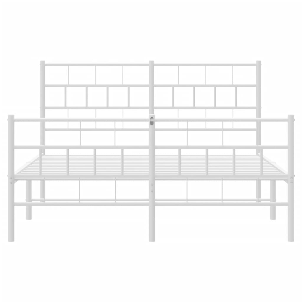 Sengeramme i metall med hode- og fotgavl hvit 140x190 cm