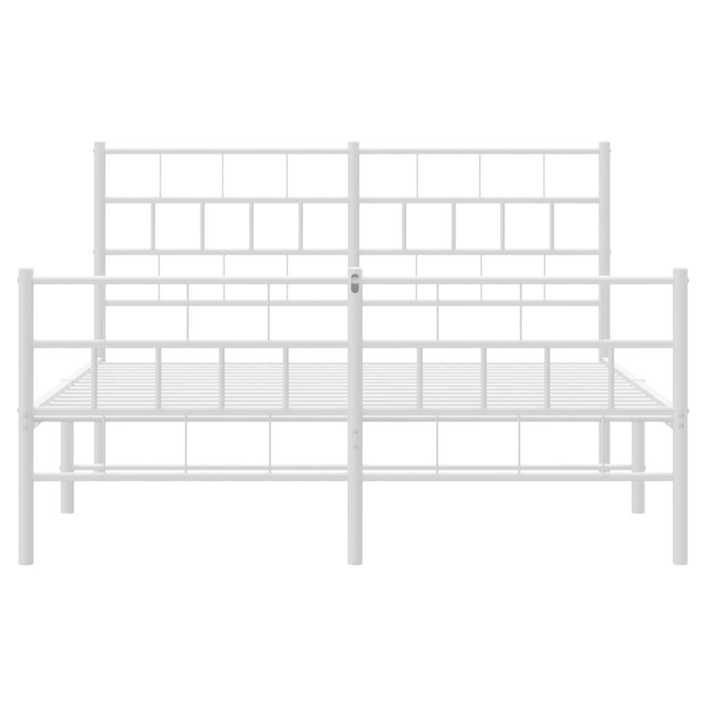 Sengeramme i metall med hode- og fotgavl hvit 140x200 cm