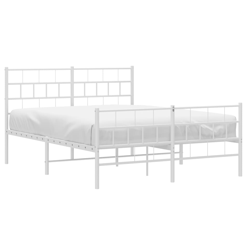 Sengeramme i metall med hode- og fotgavl hvit 150x200 cm