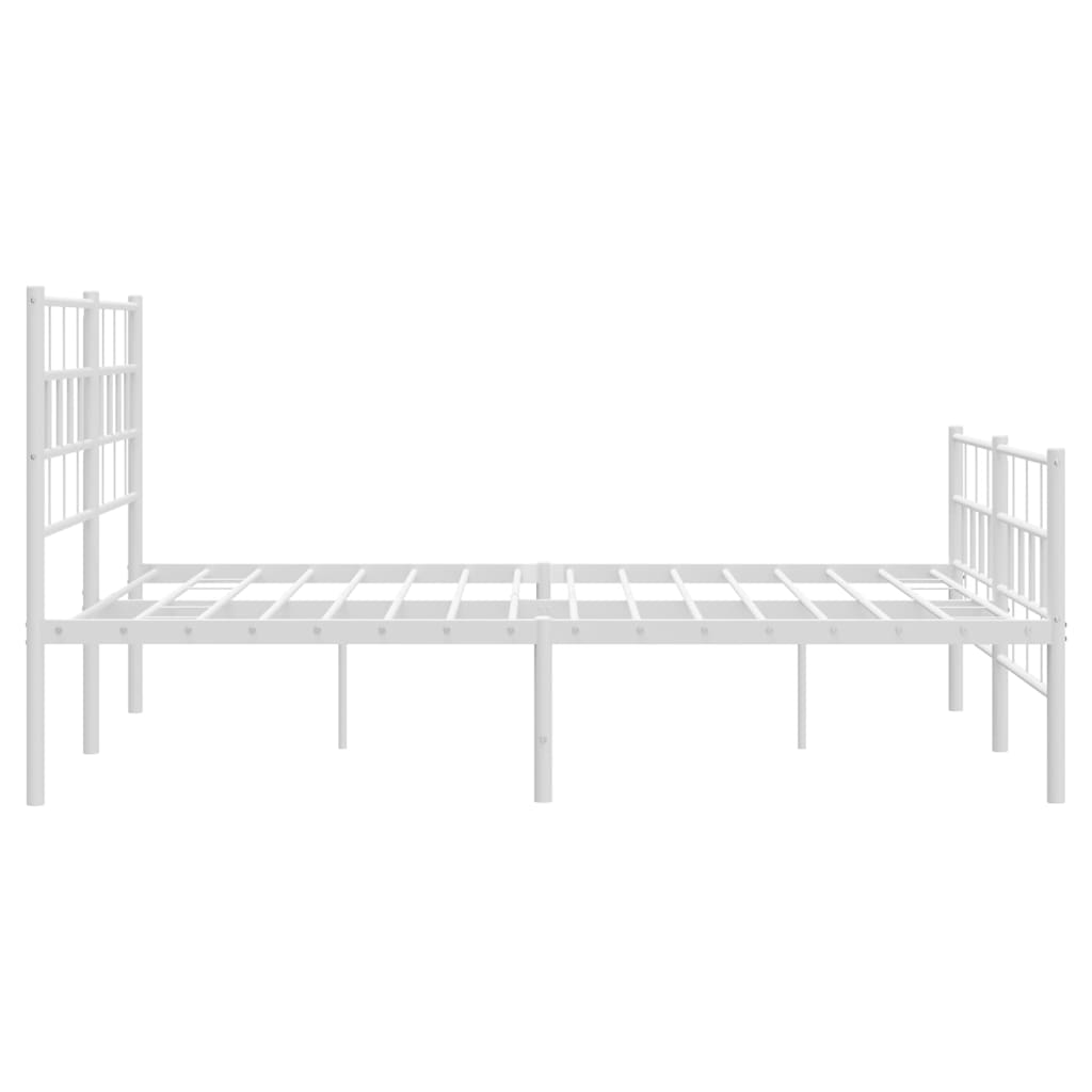 Sengeramme i metall med hode- og fotgavl hvit 150x200 cm