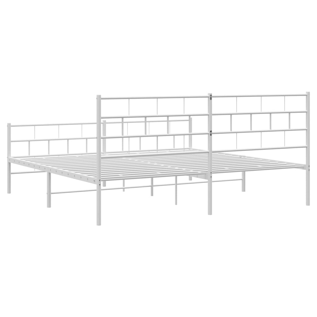 Sengeramme i metall med hode- og fotgavl hvit 183x213 cm