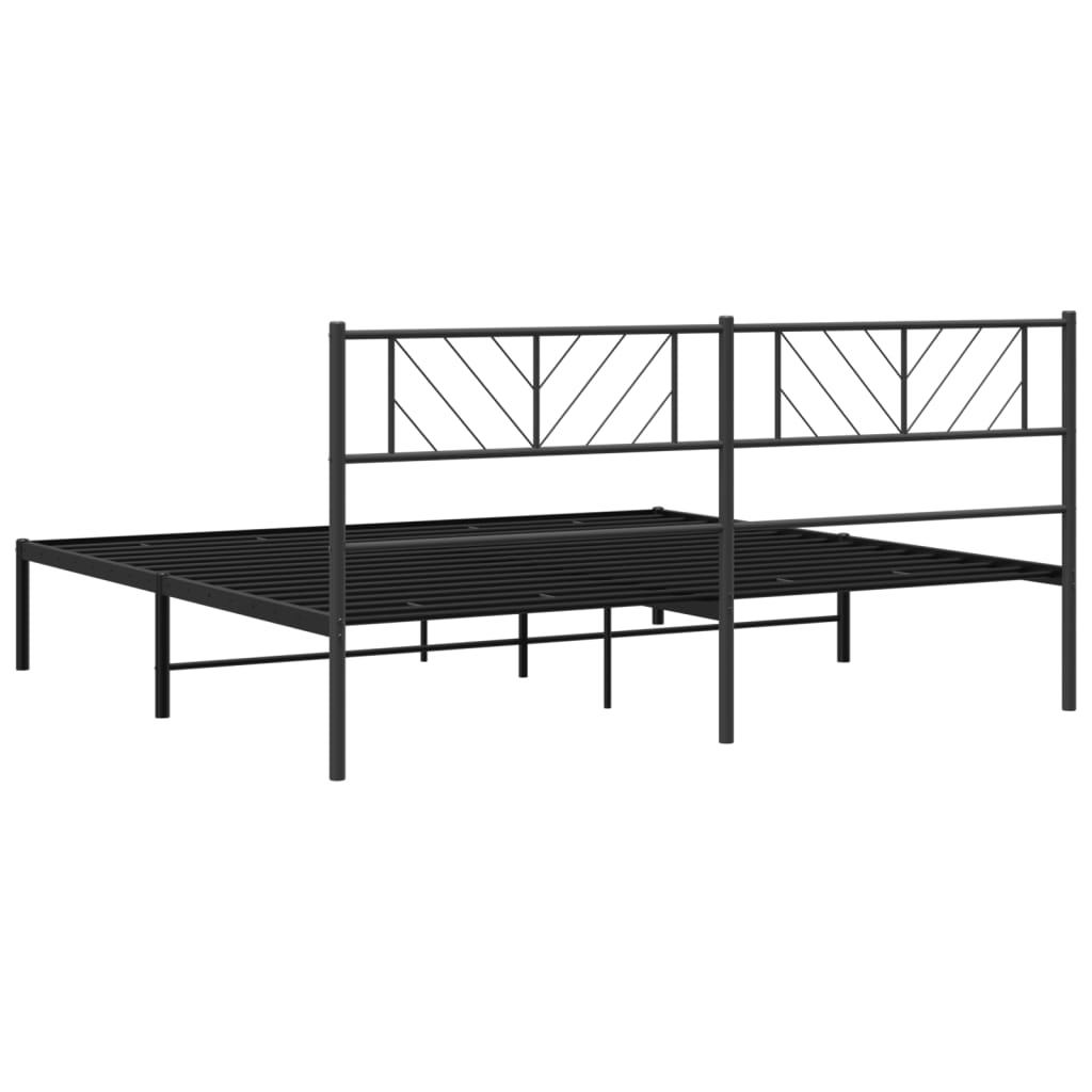 Sengeramme i metall med sengegavl svart 193x203 cm