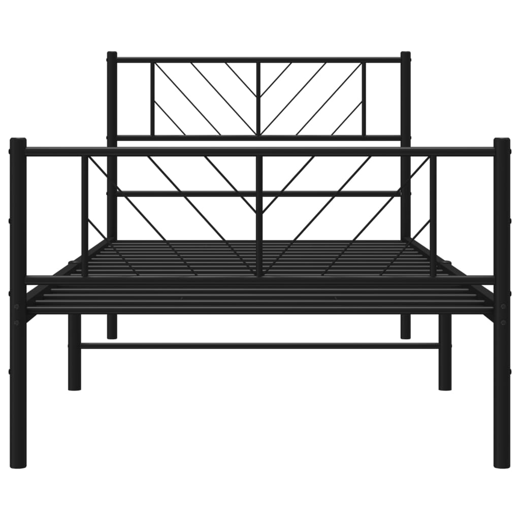 Sengeramme i metall med hode- og fotgavl svart 80x200 cm