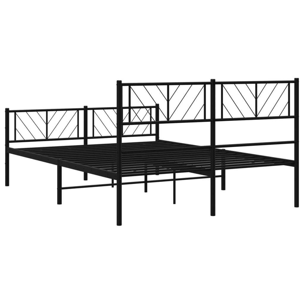 Sengeramme i metall med hode- og fotgavl svart 135x190 cm