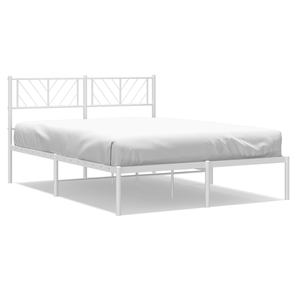 Sengeramme i metall med hodegavl hvit 140x190 cm