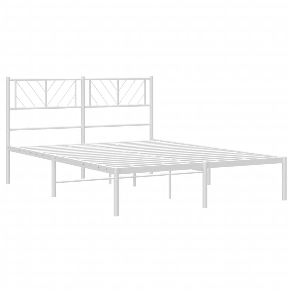 Sengeramme i metall med hodegavl hvit 140x190 cm