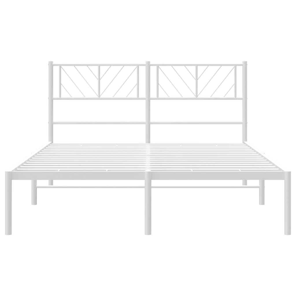 Sengeramme i metall med hodegavl hvit 140x190 cm