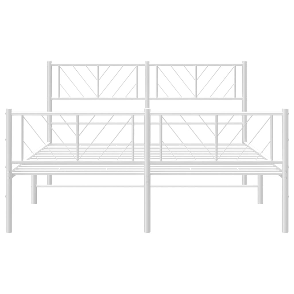 Sengeramme i metall med hode- og fotgavl hvit 120x190 cm