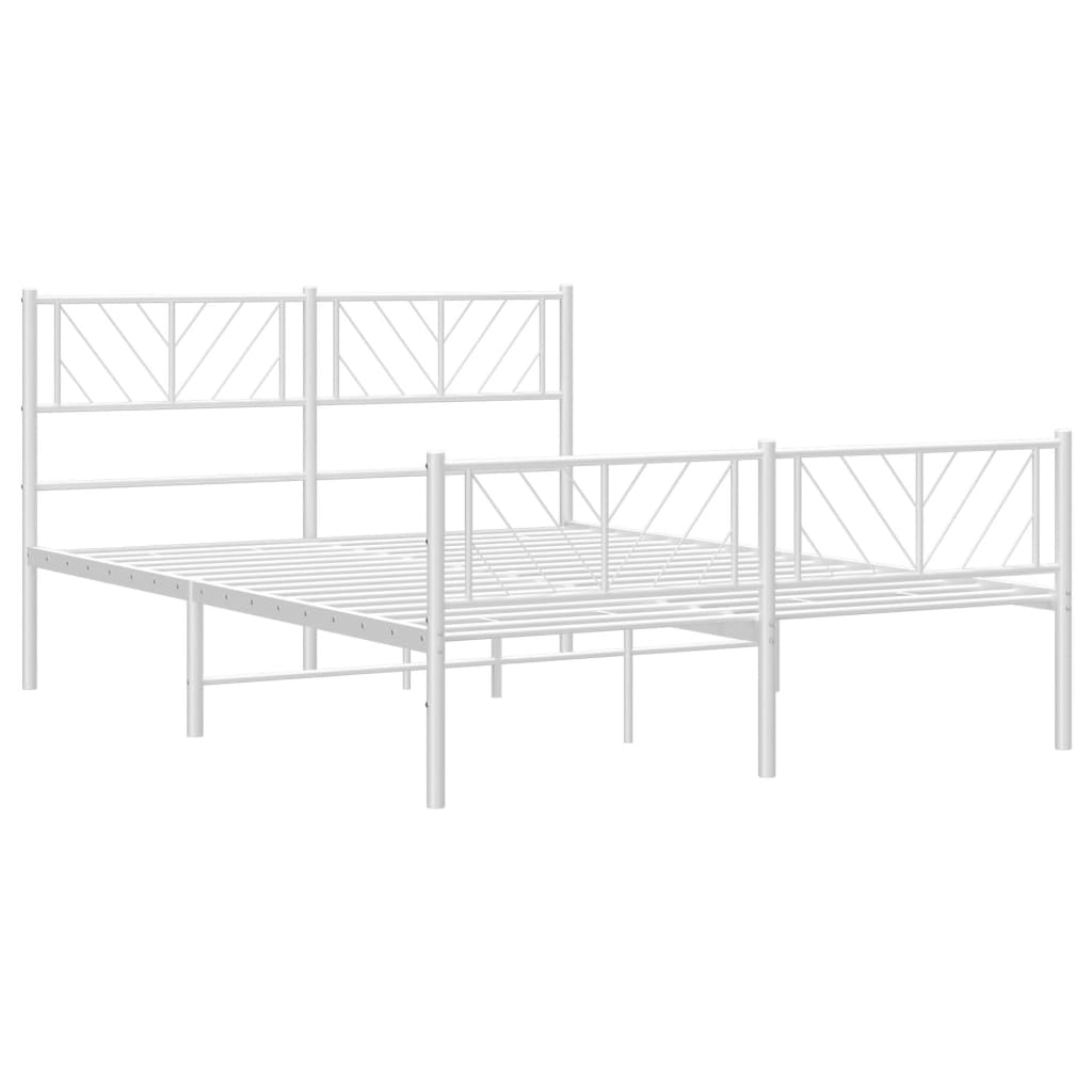 Sengeramme i metall med hode- og fotgavl hvit 140x190 cm