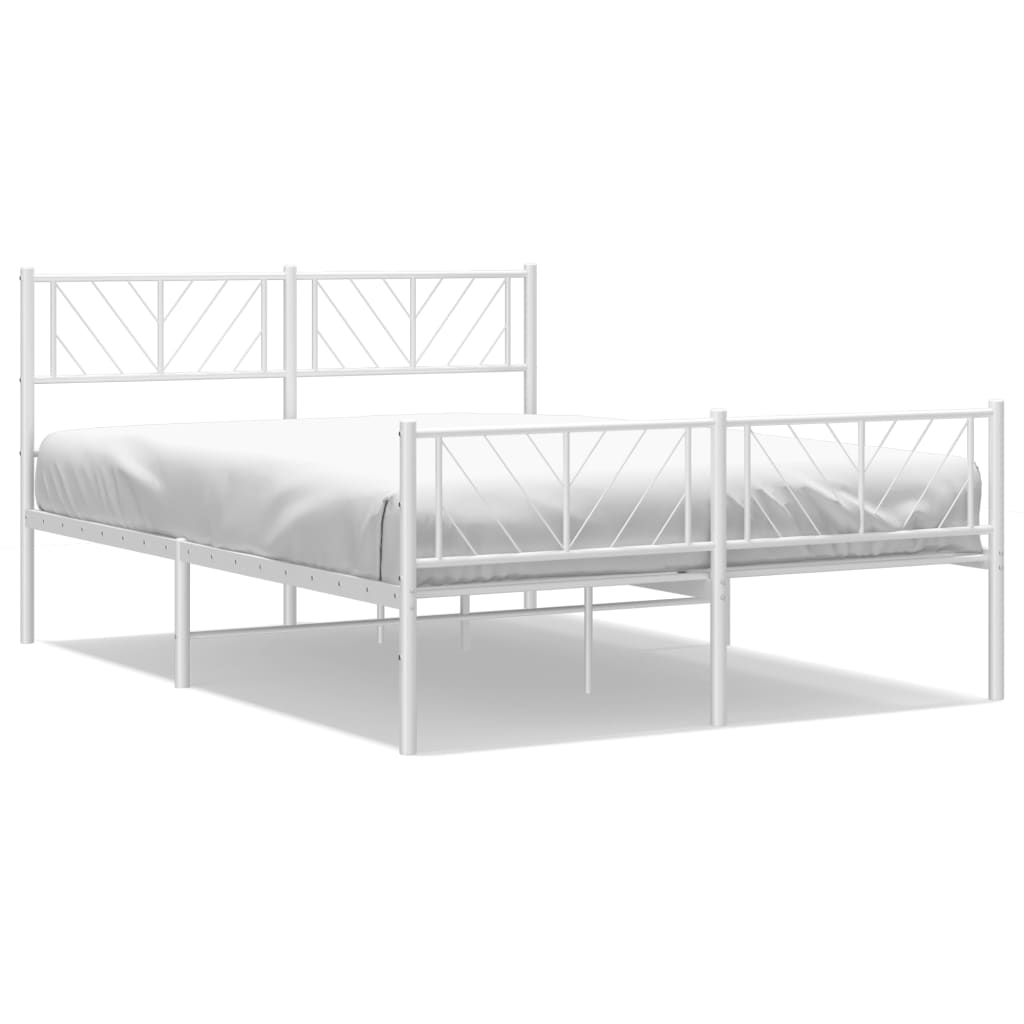 Sengeramme i metall med hode- og fotgavl hvit 140x200 cm