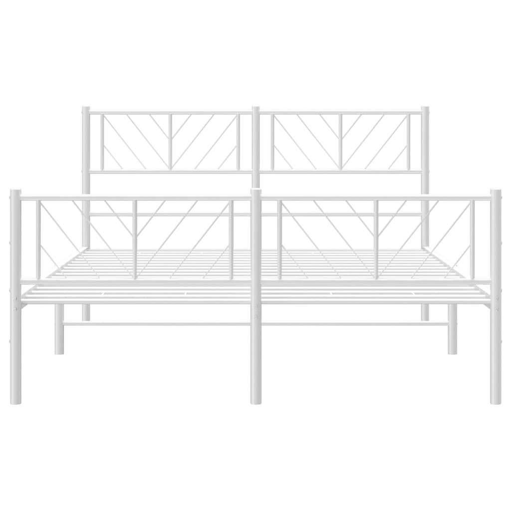 Sengeramme i metall med hode- og fotgavl hvit 140x200 cm