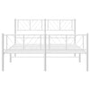 Sengeramme i metall med hode- og fotgavl hvit 140x200 cm